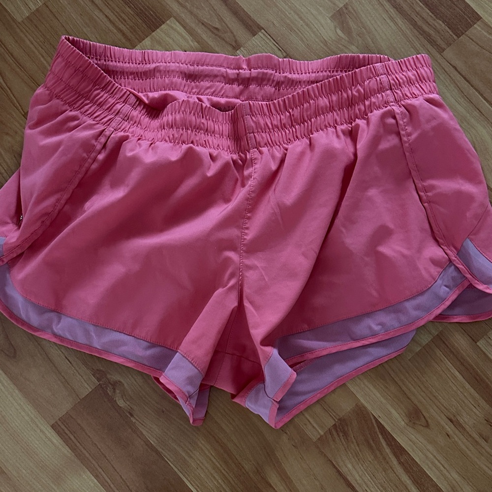 Athleta Pink Athletic Shorts with Contrast Hem